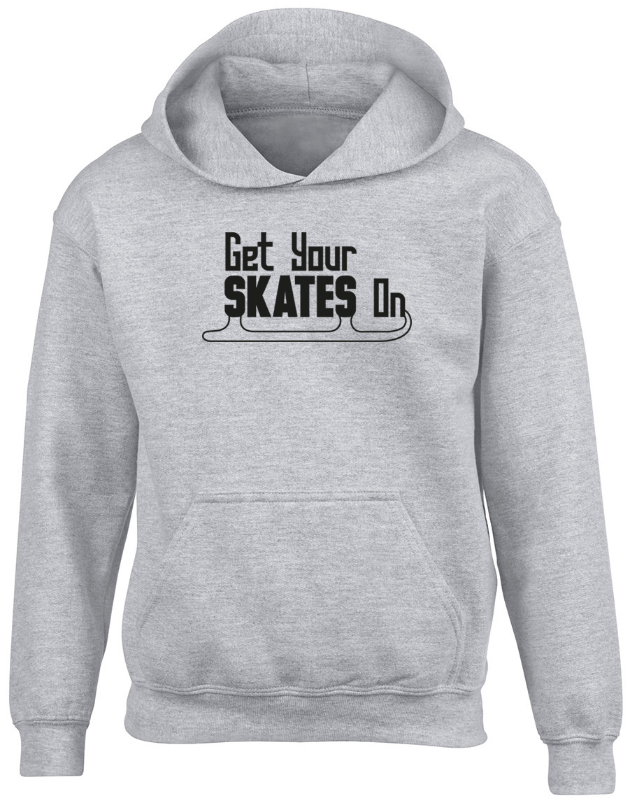Get your Skates on Ice Skating Boys Girls Kids Childrens Hoodie eBay